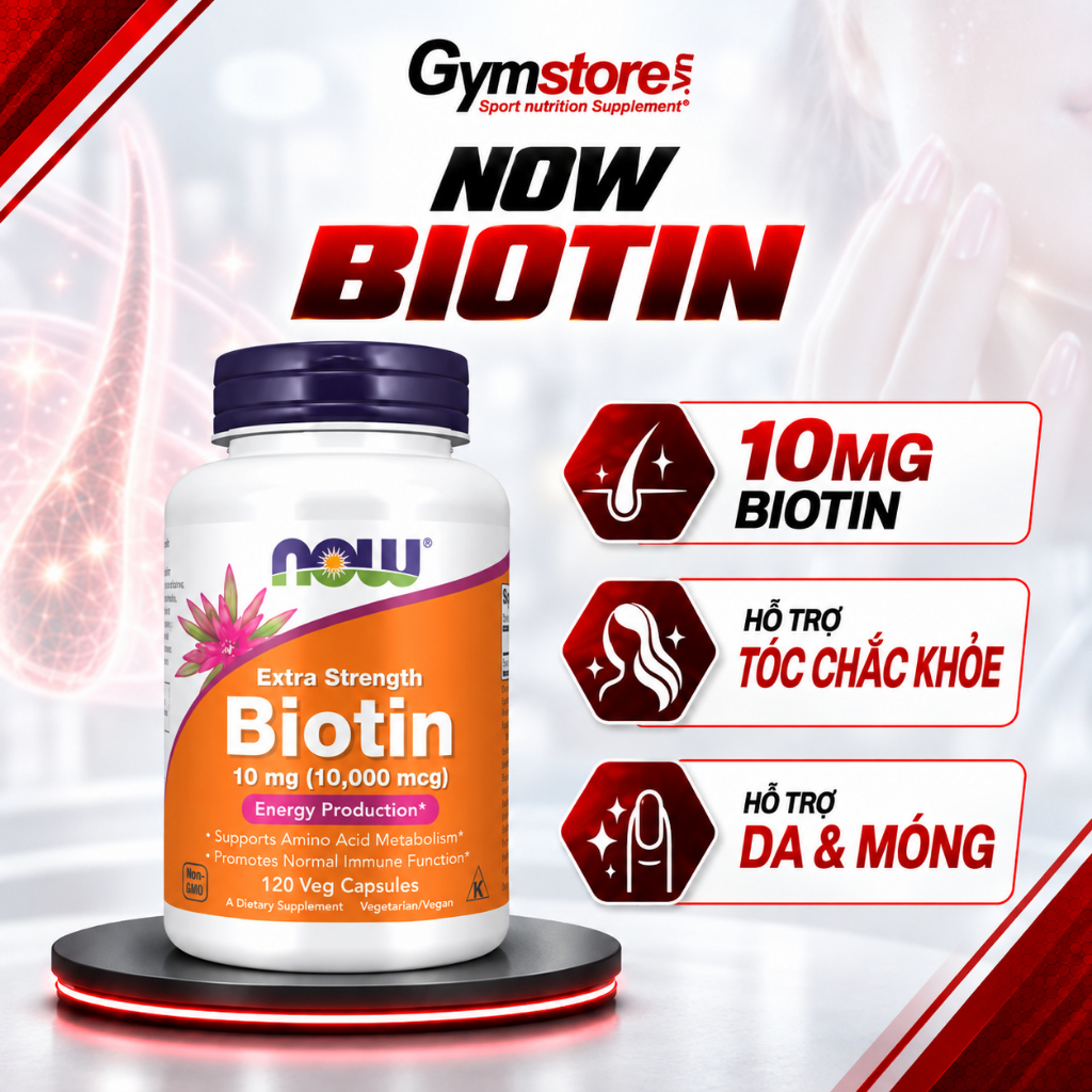 Viên uống hỗ trợ mọc tóc NOW Biotin của Mỹ (nhiều hàm lượng) giảm rụng tóc, hỗ trợ mọc tóc, đẹp da, 