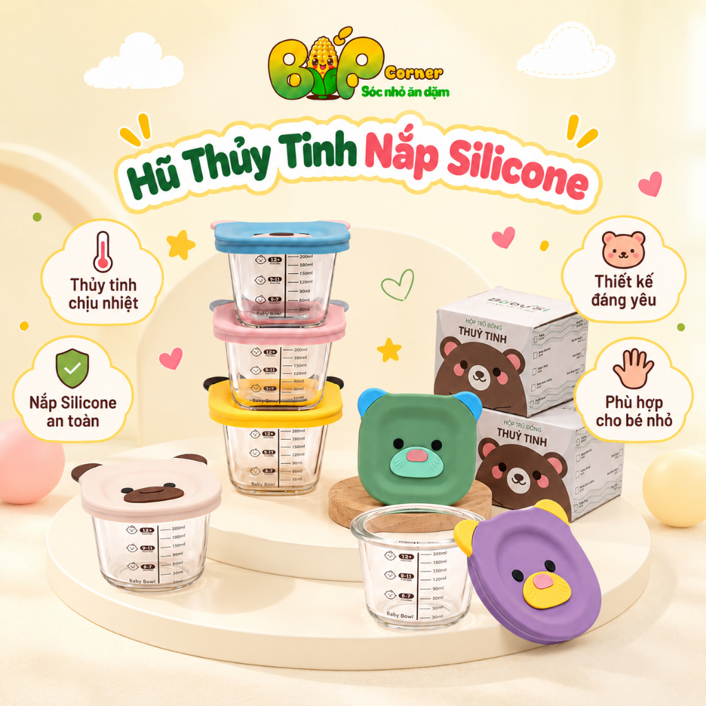 Hộp Trữ Thức Ăn Dặm Cho Bé, Hộp Trữ Đông Ăn Dặm Chất Liệu Thủy Tinh Cao Cấp