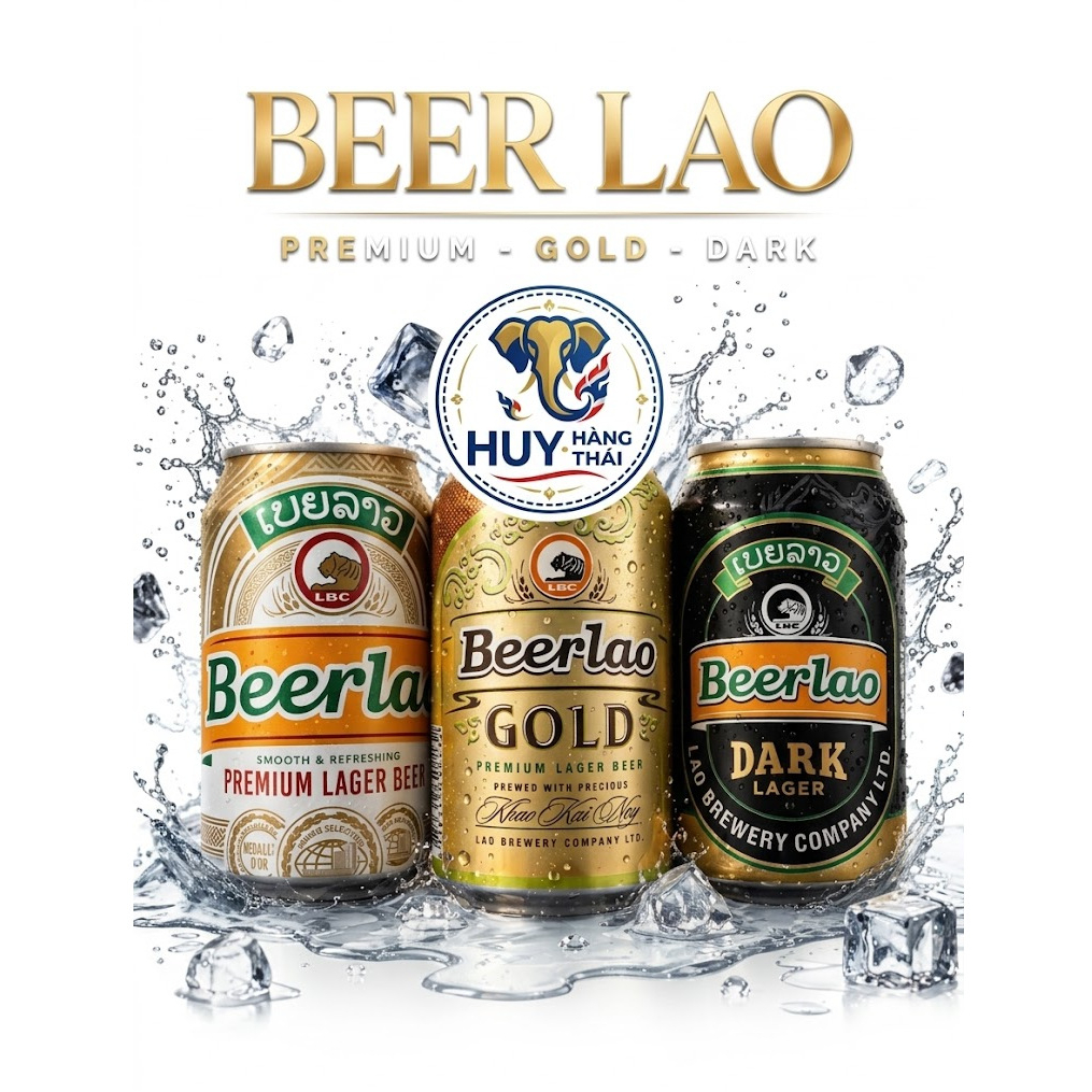 BeerLao thùng 24 lon vàng,thùng 18 lon đen,gold 5% độ (chuẩn bia Lào)
