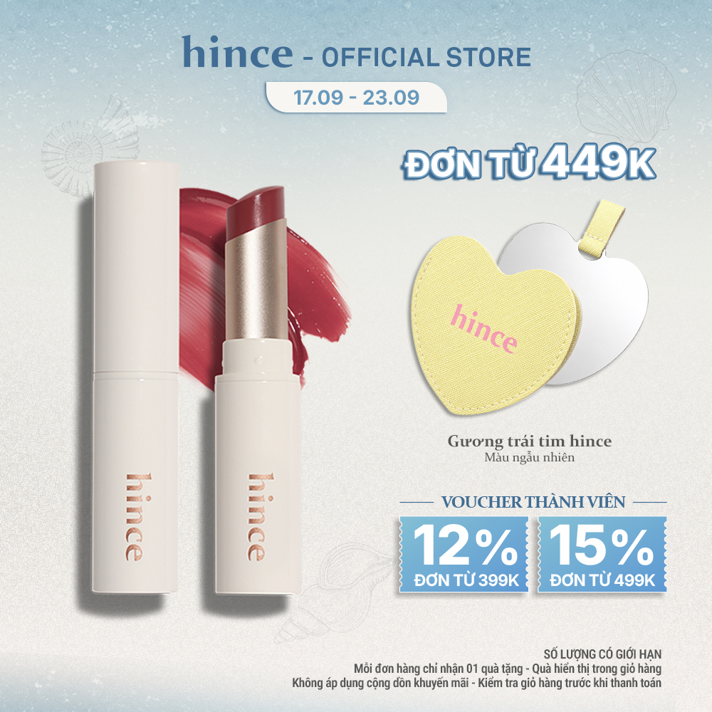 Son dưỡng có màu mỏng nhẹ thuần chay hince Mood Enhancer Lip Glow 5.5G