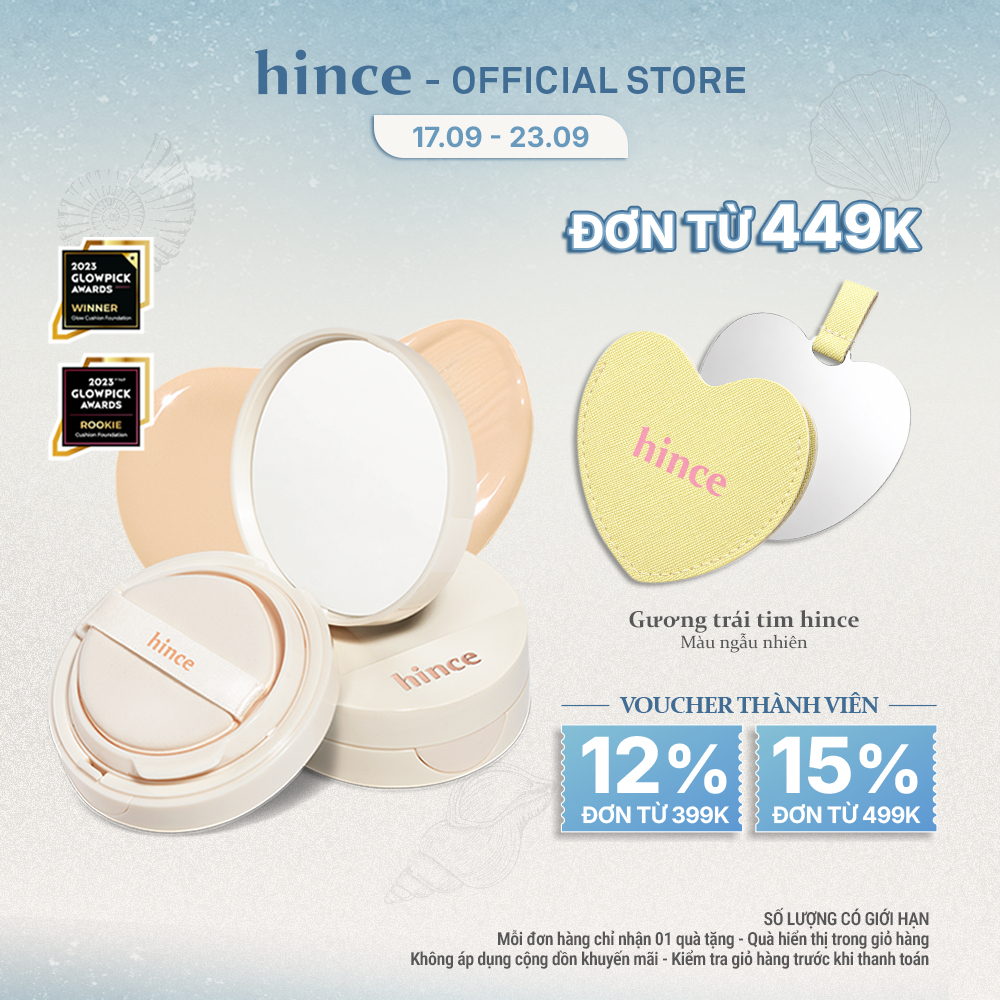 Cushion căng bóng thuần chay hince Second Skin Glow Cushion 12g