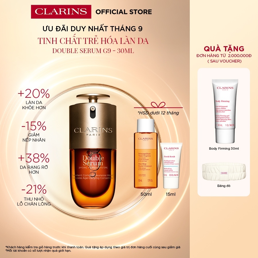 Tinh chất chống lão hóa toàn diện Clarins Double Serum G9 [Hydric+Lipidic System] 30ml