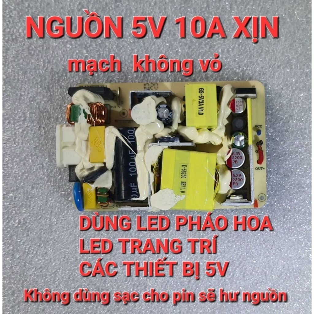 Nguồn 5V 10A hàng Xịn 5v-10A. không vỏ