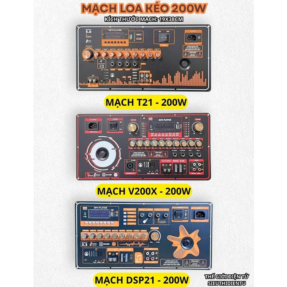 MẠCH LOA KÉO KARAOKE V450S, V400L, T21, V200X, DSP21 CÔNG SUẤT 200W 300W 400W BLUETOOTH ECHO REVERB