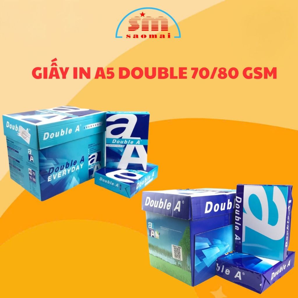 1 REAM Giấy In A5 Double A 70gsm/80gsm – Giấy Photocopy In Ấn Văn Phòng
