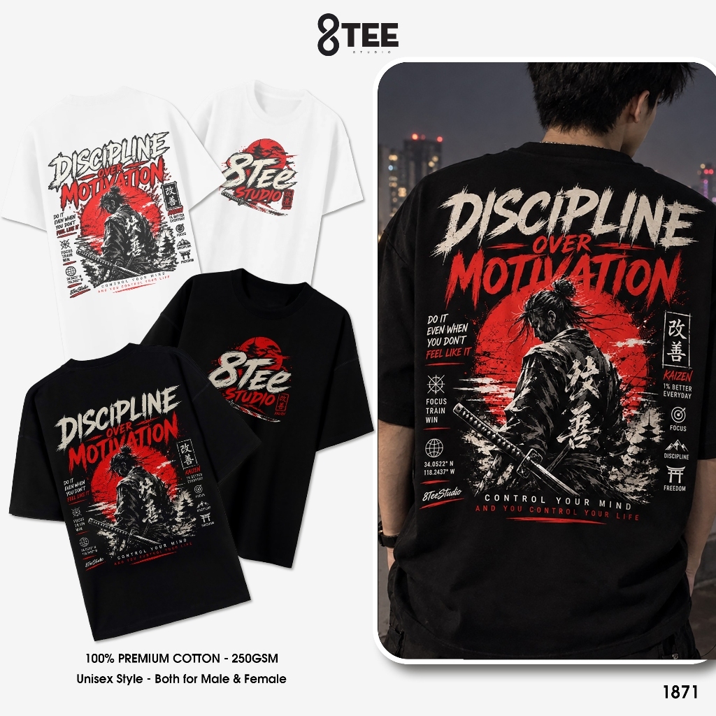 Áo Thun LOCAL BRAND Áo Phông Oversize Form Rộng Unisex Cotton 250gsm Discipline Over Motivation 8Tee
