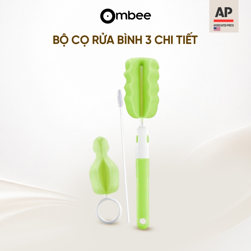Cọ Bình Sữa Ombee Mút Xốp 3 Chi Tiết Đa Năng, Tiện Lợi, Phù Hợp Vệ Sinh Với…