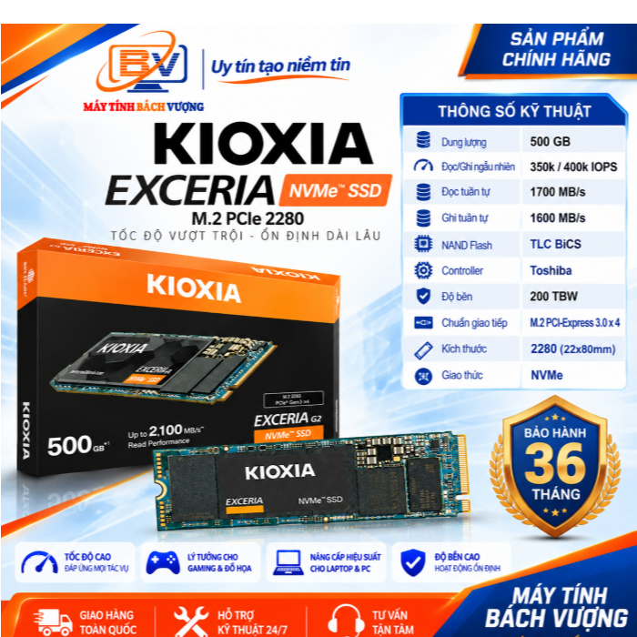 Ổ cứng SSD M2-PCIe 500GB Kioxia Exceria NVMe 2280 Gen 3x4 New