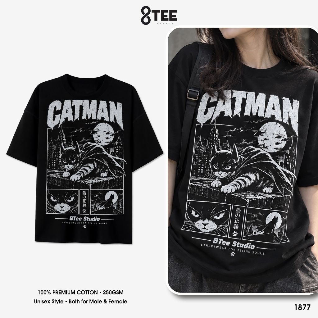 Áo Thun LOCAL BRAND Áo Phông Oversize Form Rộng Unisex Cotton CatMan 250gsm Nam Nữ 8Tee Studio THT18