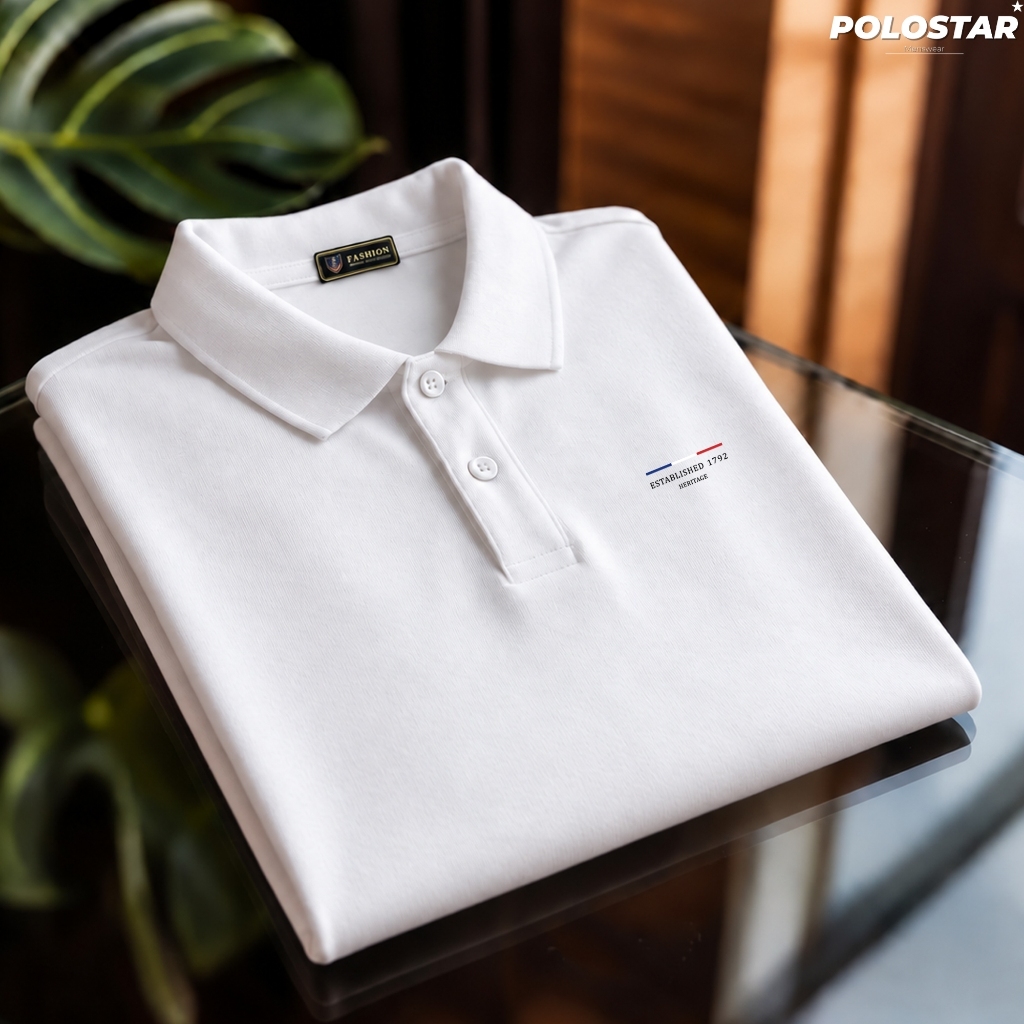 Áo Polo Nam POLOSTAR, vải cotton cao cấp hình in Paris sắc nét phong cách đơn giản mà lịch lãm sang trọng PLS033