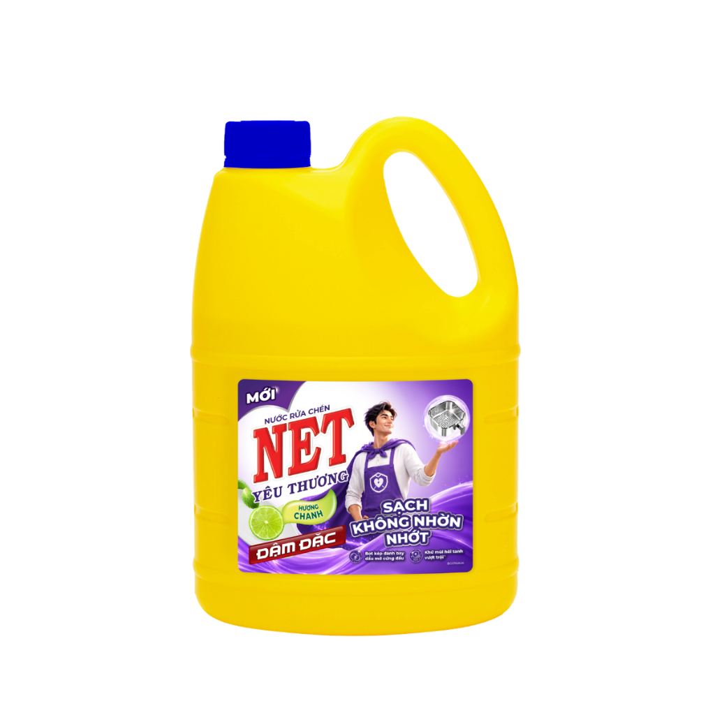 Nước rửa chén NET yêu thương đậm đặc hương chanh chai x 1.4kg