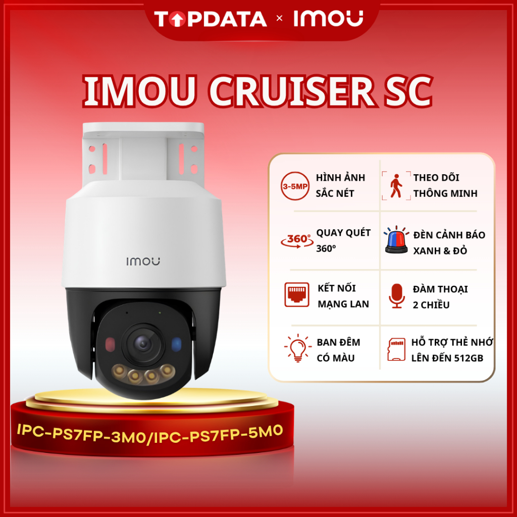 Camera POE Ngoài Trời Imou Cruiser SC 3MP 5MP Xoay 360 Ban Đêm Có Màu Theo Dõi AI Smart Tracking