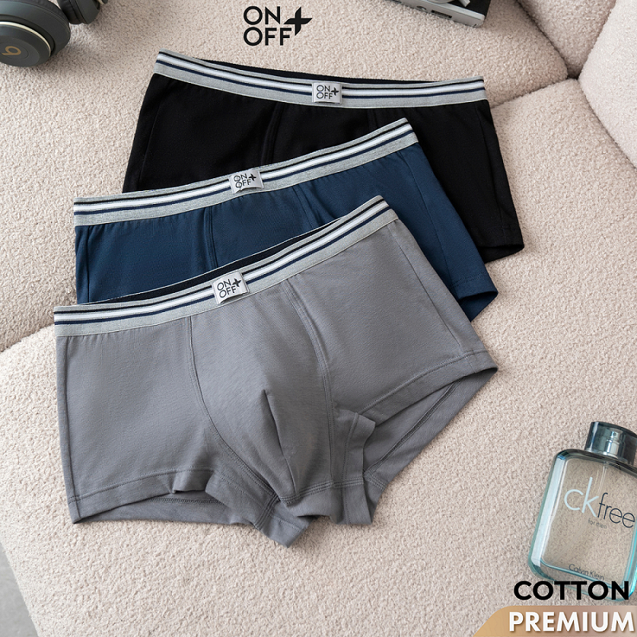 Combo 3 quần lót nam cotton Mỹ dáng trunk ONOFF basic mềm mại thoáng khí 18UO24A055-18UO24A035