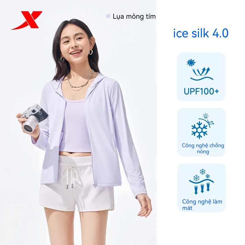 XTEP ice silk 4.0 Áo chống nắng nữ，Thoáng khí，khô nhanh，lụa băng，Chống tia cực tímUPF100+；Áo chống nắng mới mùa hè 2026