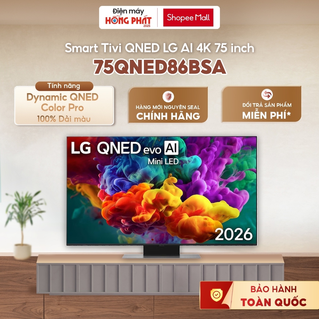 Pre-OD 7D 75QNED86BSA | 75QNED86ASA Tivi LG AI 2025 QNED evo AI Mini LED 75 inch [Giao-Lắp HCM]