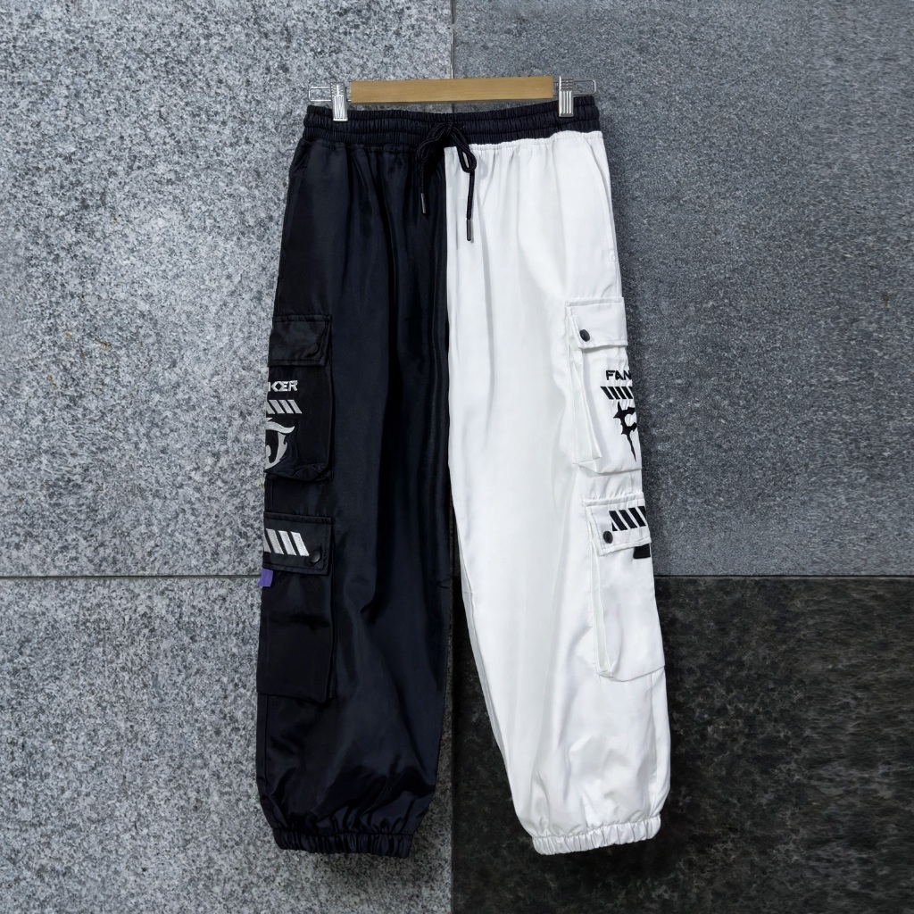 Quần Dù W Ống Rộng Nam Nữ Unisex Form Rộng Oversized
