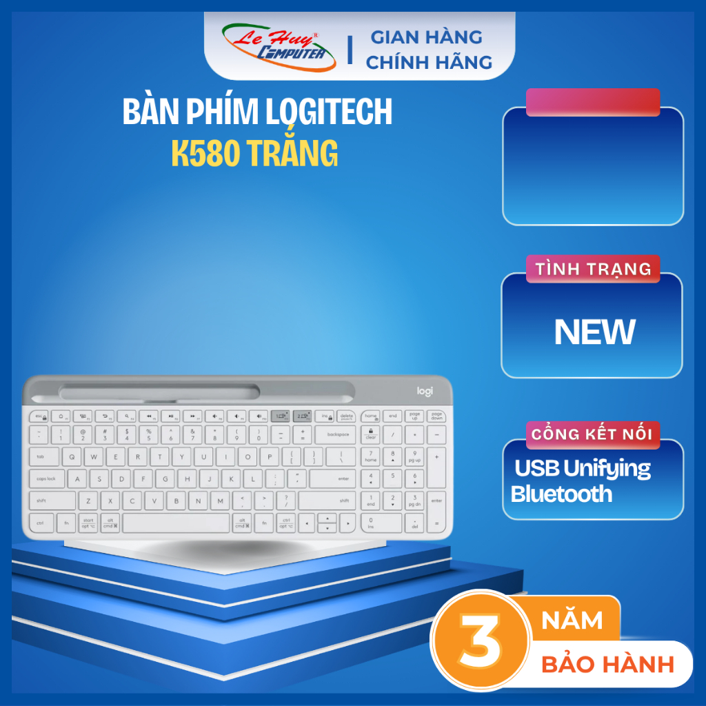 Bàn Phím Không Dây Bluetooth Logitech K580 Trắng/ Hồng - Hàng Chính Hãng