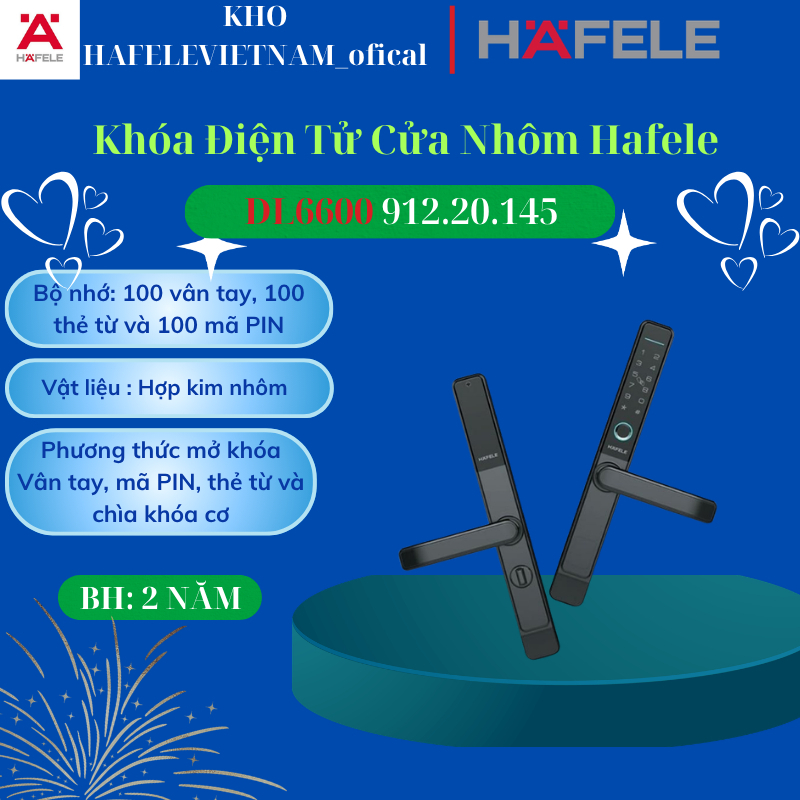 Khóa Điện Tử Cửa Nhôm DL6600 Hafele 912.20.145