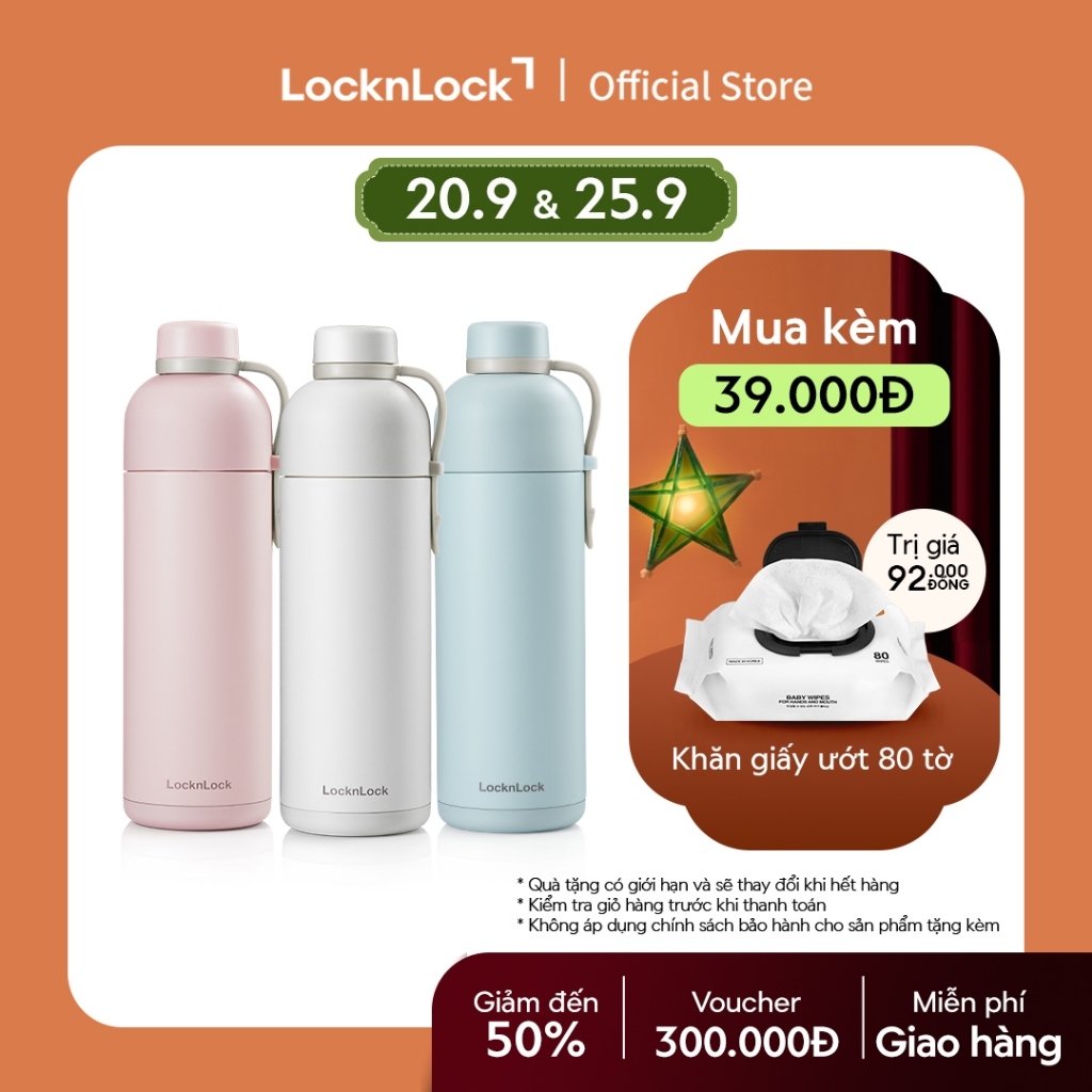 Bình giữ nhiệt có quai xách Lock&Lock Belt Bottle 490ml - LHC4267 (3 màu)