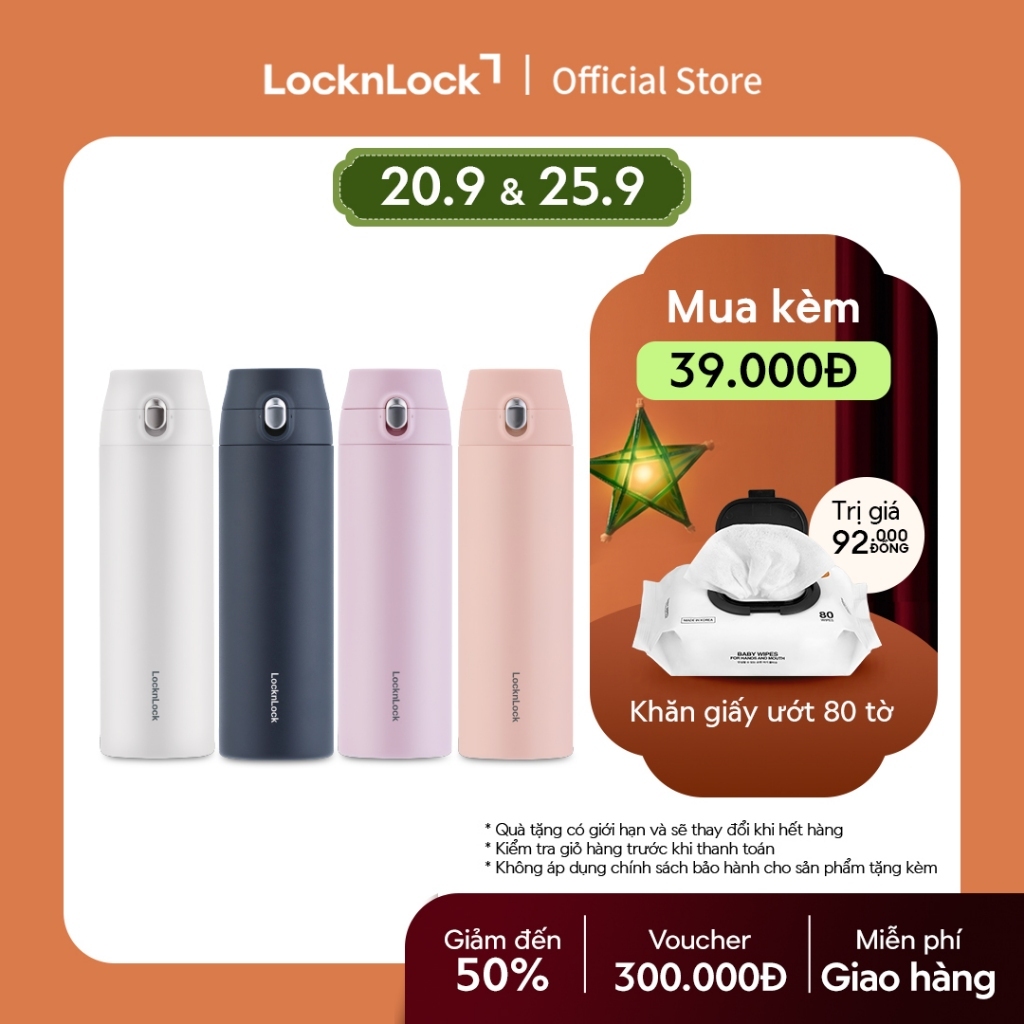 Bình giữ nhiệt Lock&Lock Feather Light One Touch 500ml LHC3257 (4 màu)