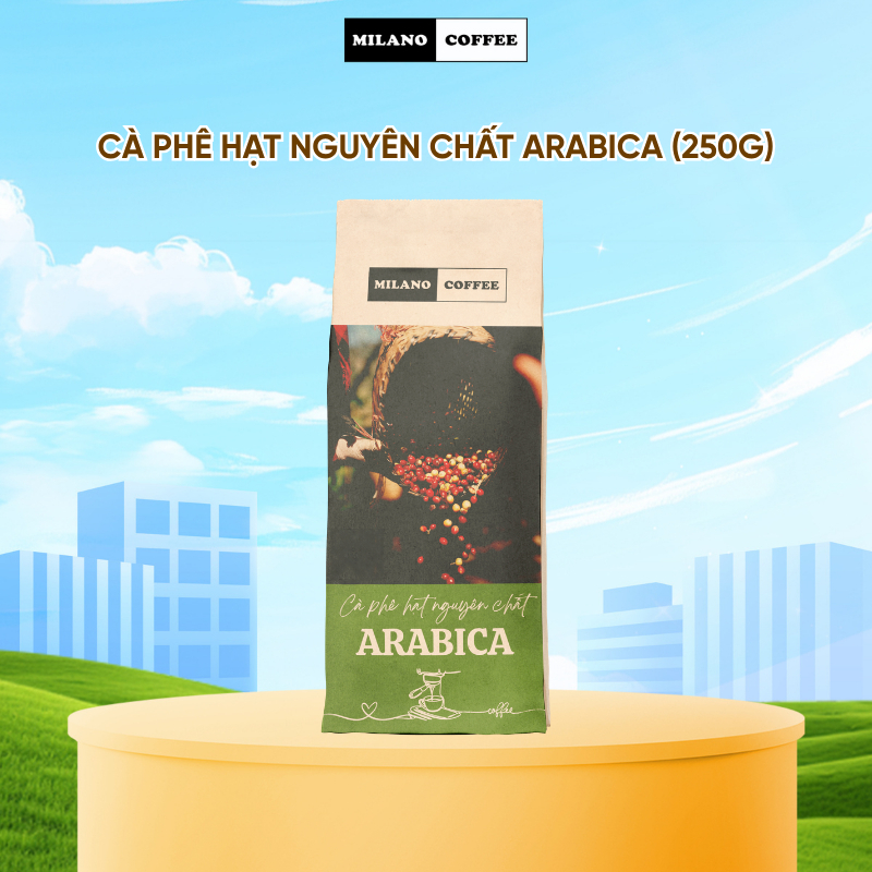 Cà phê hạt nguyên chất Arabica Milano Coffee (250g)