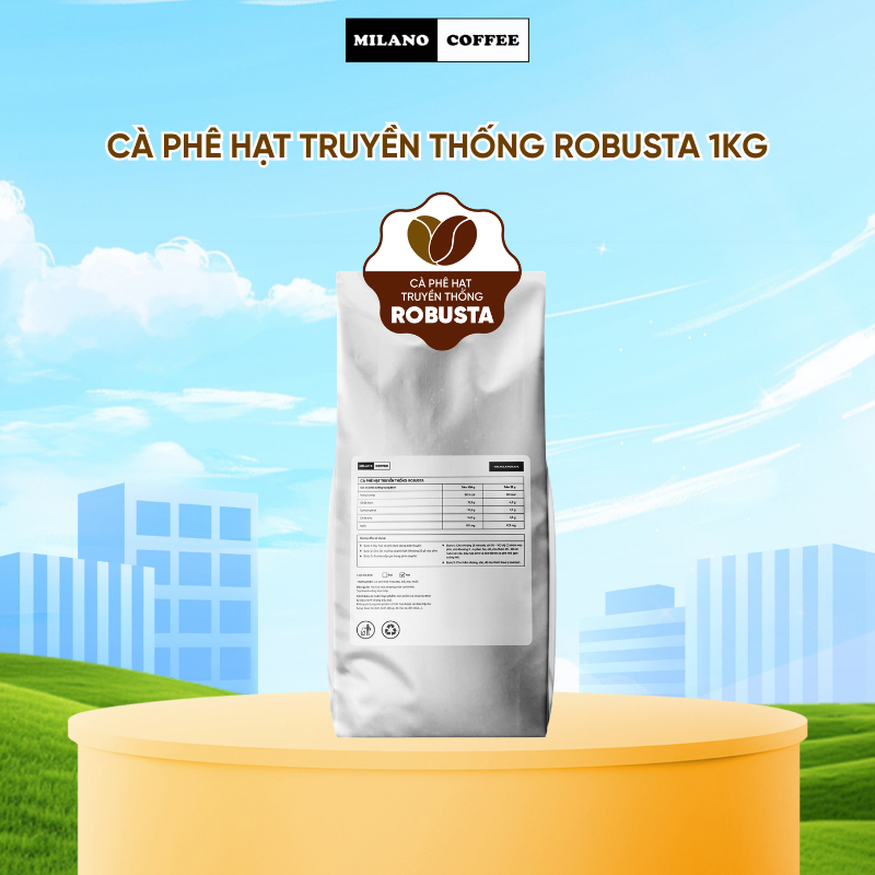 Cà phê hạt truyền thống Robusta Milano Coffee (1kg)