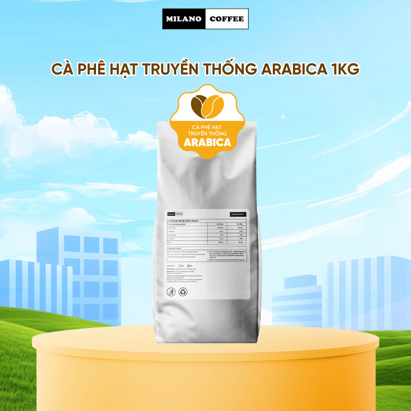 Cà phê hạt truyền thống Arabica Milano Coffee (1kg)