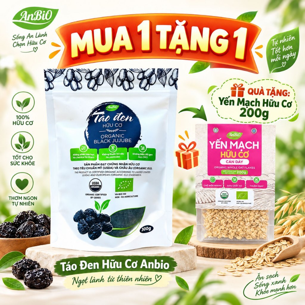 [ AnBiO ] Táo Đen ( Táo Tàu ) Hữu Cơ ANBIO - Quả To, Dẻo Ngọt, Tốt Cho Mẹ Bầu & Người Mất Ngủ