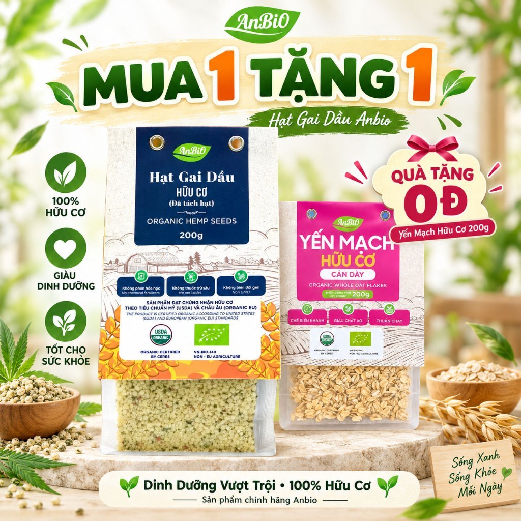 [ ANBIO ] Hạt gai dầu hữu cơ Anbio 200g- Chứng nhận hữu cơ USDA &EU