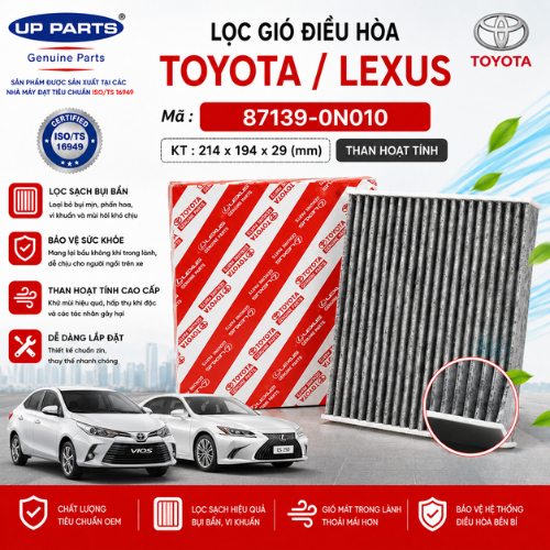 Lọc gió điều hòa Cabin TOYOTA Vios, Yaris, Corolla Altis, Camry, Fortuner, Hilux, Innova, Avalon, Hi
