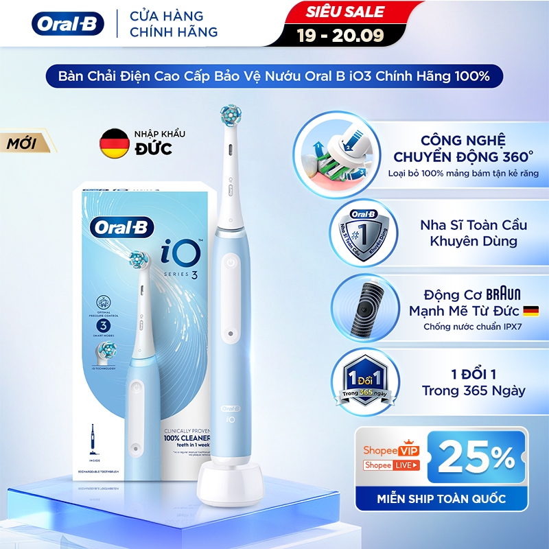 [LS] [MỚI 2026] Bàn Chải Điện ORAL B iO3 Chính Hãng, BH 1 Đổi 1, Công Nghệ Bảo Vệ Nướu Chủ Động,Sạch