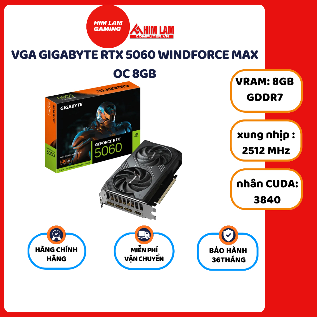 Gigabyte GeForce RTX 5060 WINDFORCE MAX OC 8G New Full VAT