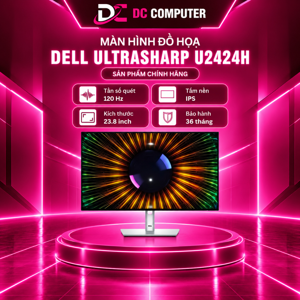 MÀN HÌNH ĐỒ HỌA DELL ULTRASHARP U2424H 120Hz | NEW| CHÍNH HÃNG| Bảo hành 36 tháng