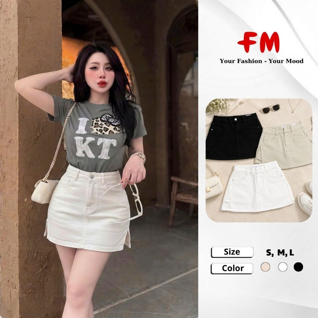 Chân Váy Nữ Dáng A kaki xẻ FMSTYLE 3 Màu Đủ Size 26090078