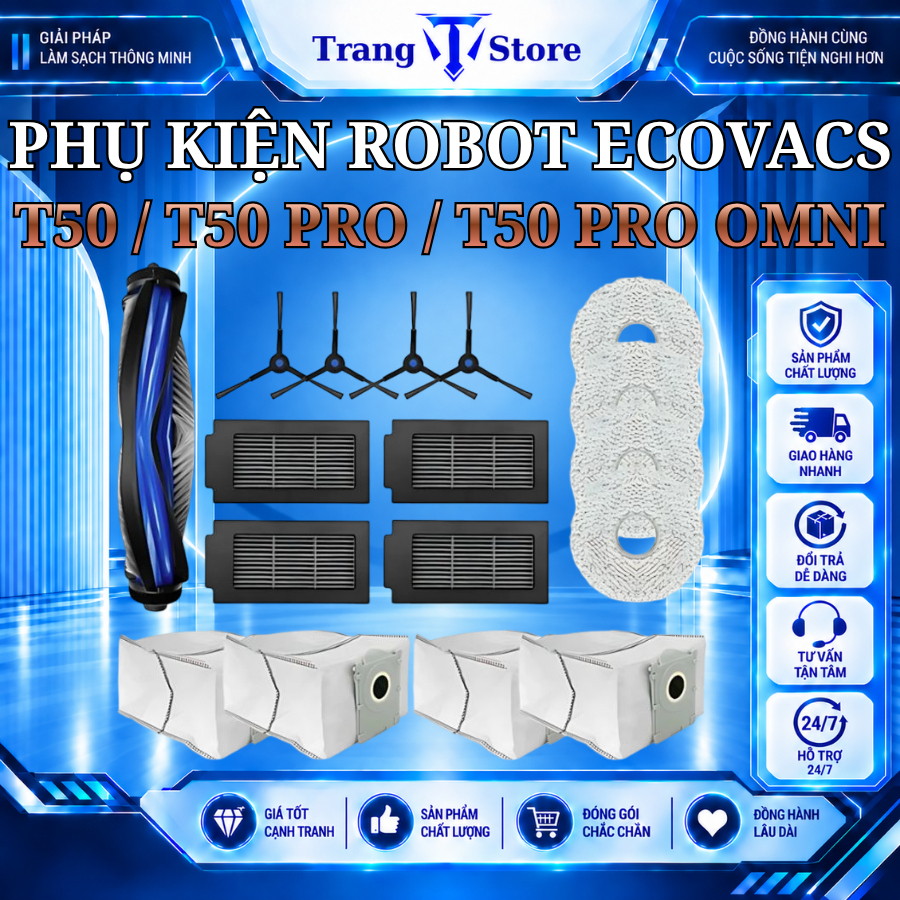 Phụ kiện Robot hút bụi Ecovacs T50 T50 Pro T50 Pro Omni _ Phụ kiện thay thế