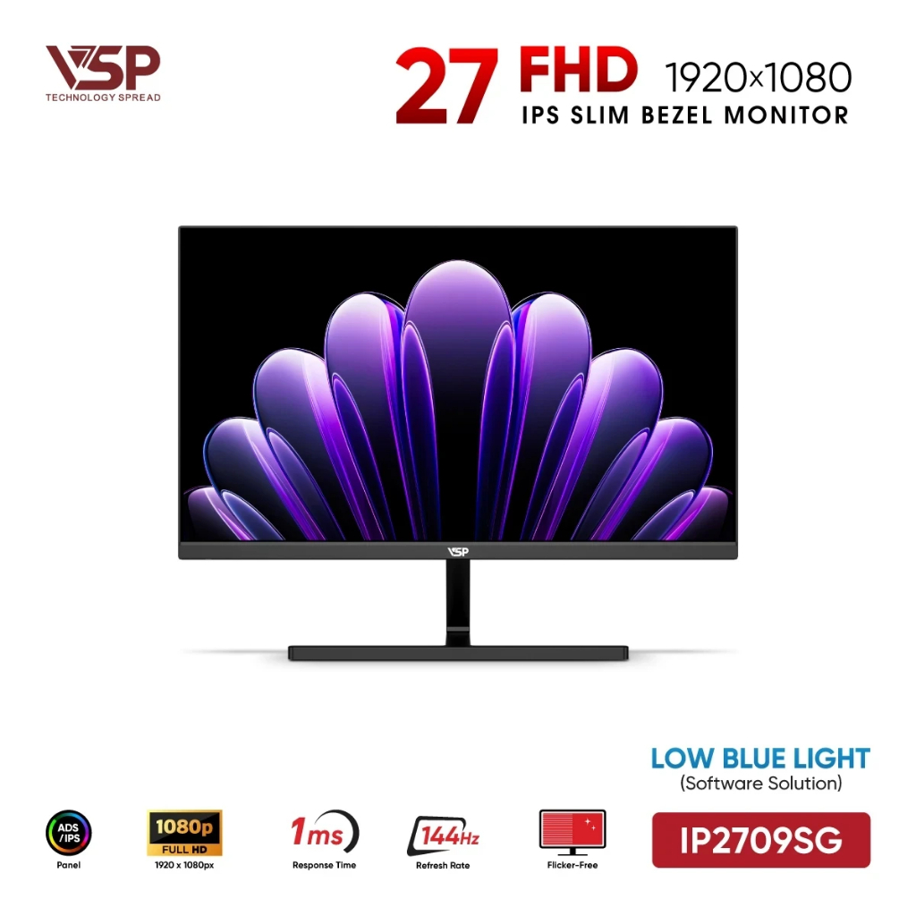 Màn Hình VSP IP2709SG 27 Inch IPS FHD 144Hz 1ms Viền Mỏng Black