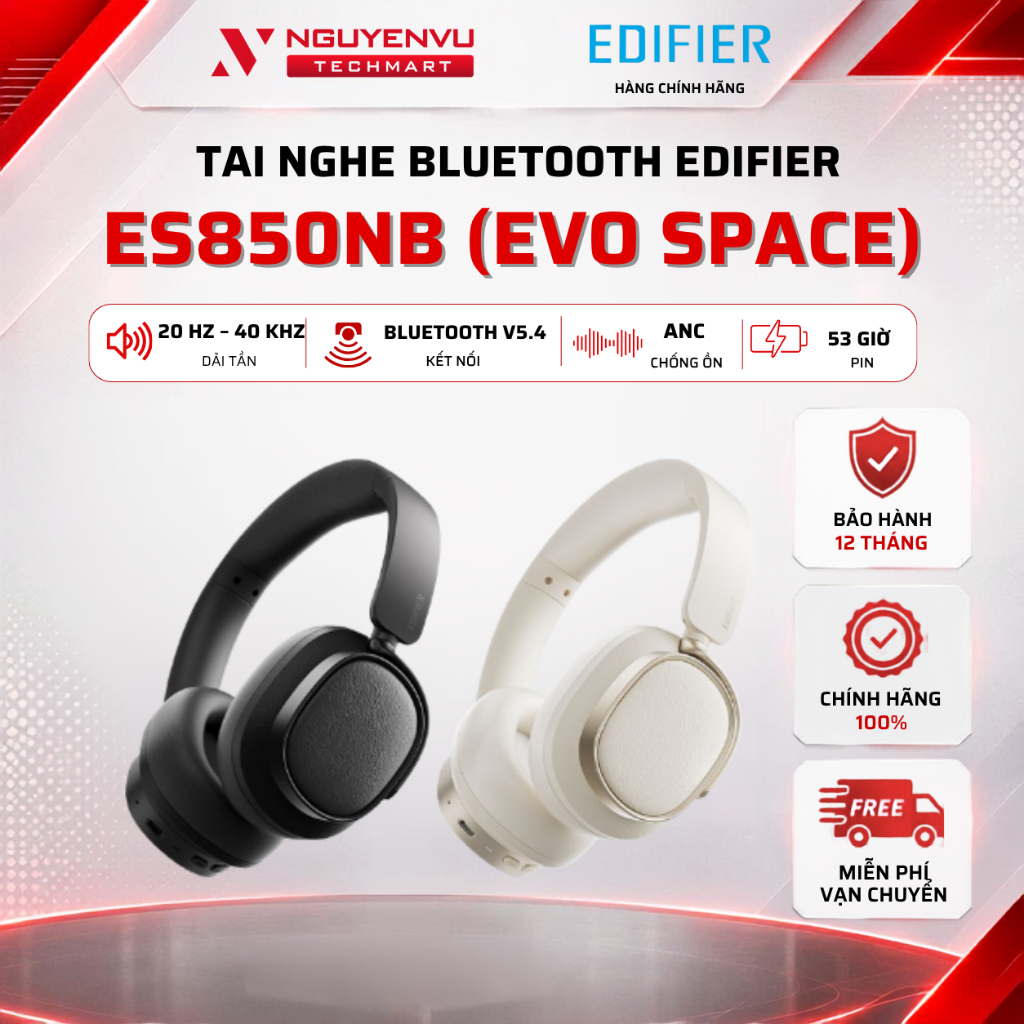 Tai nghe chụp tai EDIFIER ES850NB - ANC / Bluetooth 5.4 / Pin 53H - BẢO HÀNH 12 THÁNG [HÀNG CHÍNH HÃ