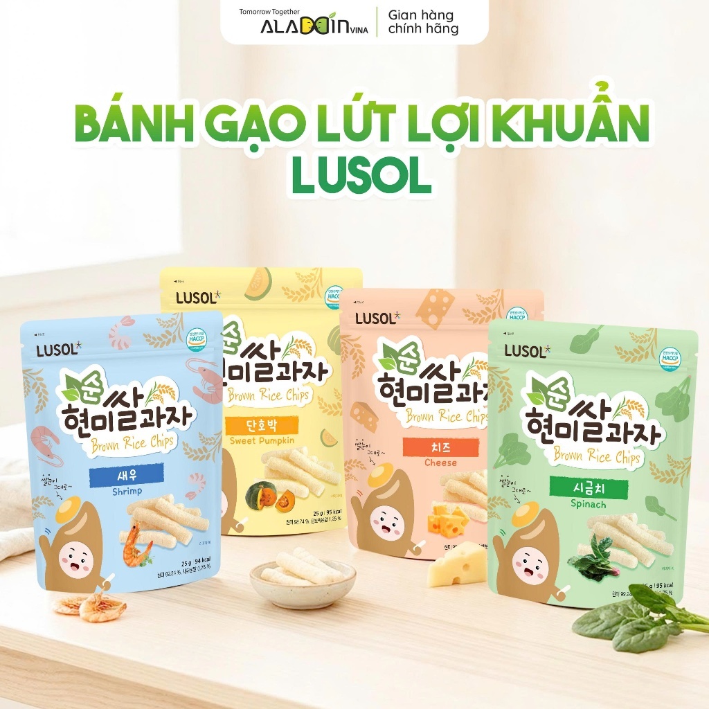 Bánh ăn dặm Lusol cho bé từ 6M+ bánh ăn dặm gạo lứt Lusol bổ sung lợi khuẩn…