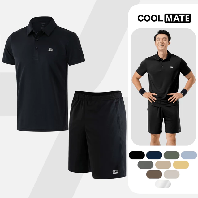 [TẶNG TẤT]Set đồ thể thao Áo Polo Promax-S1 +Quần Shorts, thoáng khí, Set Pickleball Coolmate