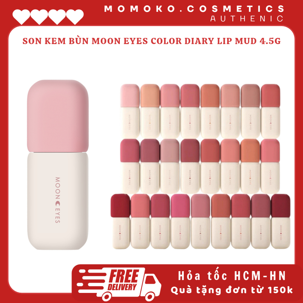 ̣[ MUA 3 GIẢM 2% ] [MOON EYES] 25 Màu Son Kem Bùn Son Moon Eyes Son Vỏ Vuông, Color Diary Lip Mud 4.5g