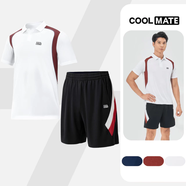 [TẶNG TẤT]Set đồ thể thao Pickleball Promax Áo Polo Teamwear Flexline Active thấm hút tốt Coolmate