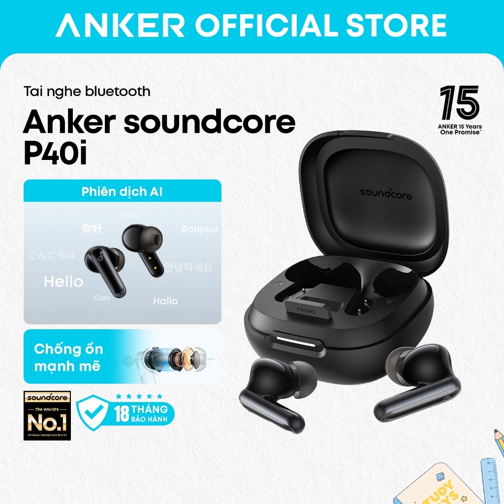 Anker soundcore P40i TWS của Anker, Tai nghe Bluetooth không dây chống ồn, Chống ồn thích ứng A3955