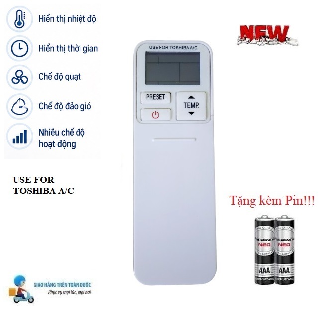 [XẢ KHO GIÁ TỐT]Điều khiển thay thế tương thích cho điều hòa Toshiba-5 1&2 chiều Inverter các dòng RAS 1HP 1.5H