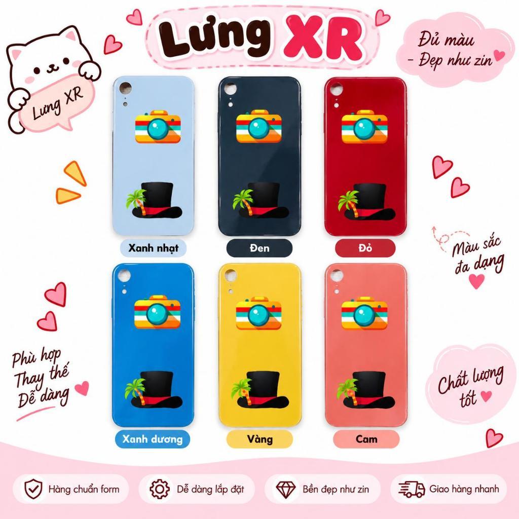 Lưng vỏ dùng cho máy iphone Xr, nắp lưng, nắp pin, lưng kính ip xr