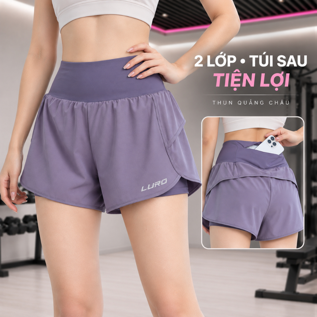 Q9N — Quần short tập nữ 2 lớp có túi