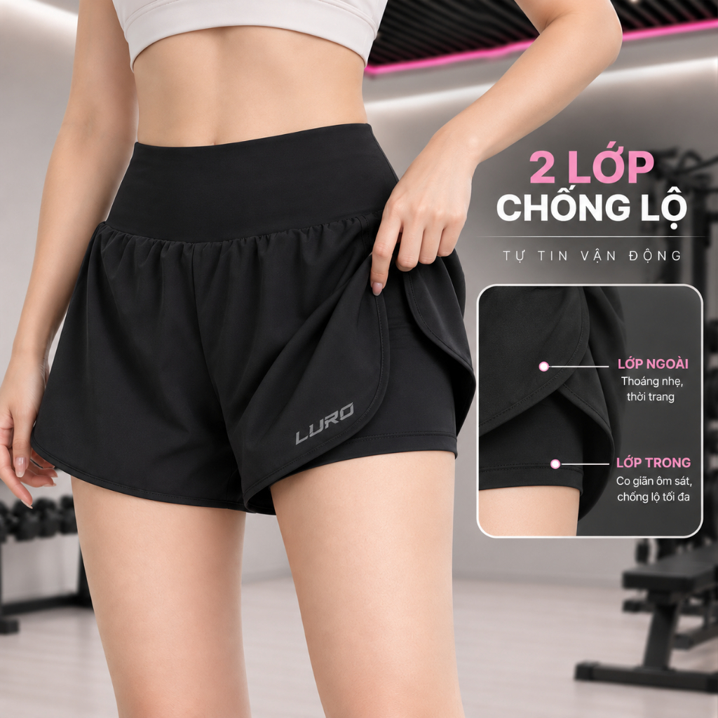 Q9N — Quần short tập nữ 2 lớp có túi 4