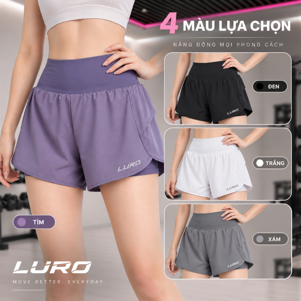 Q9N — Quần short tập nữ 2 lớp có túi 6