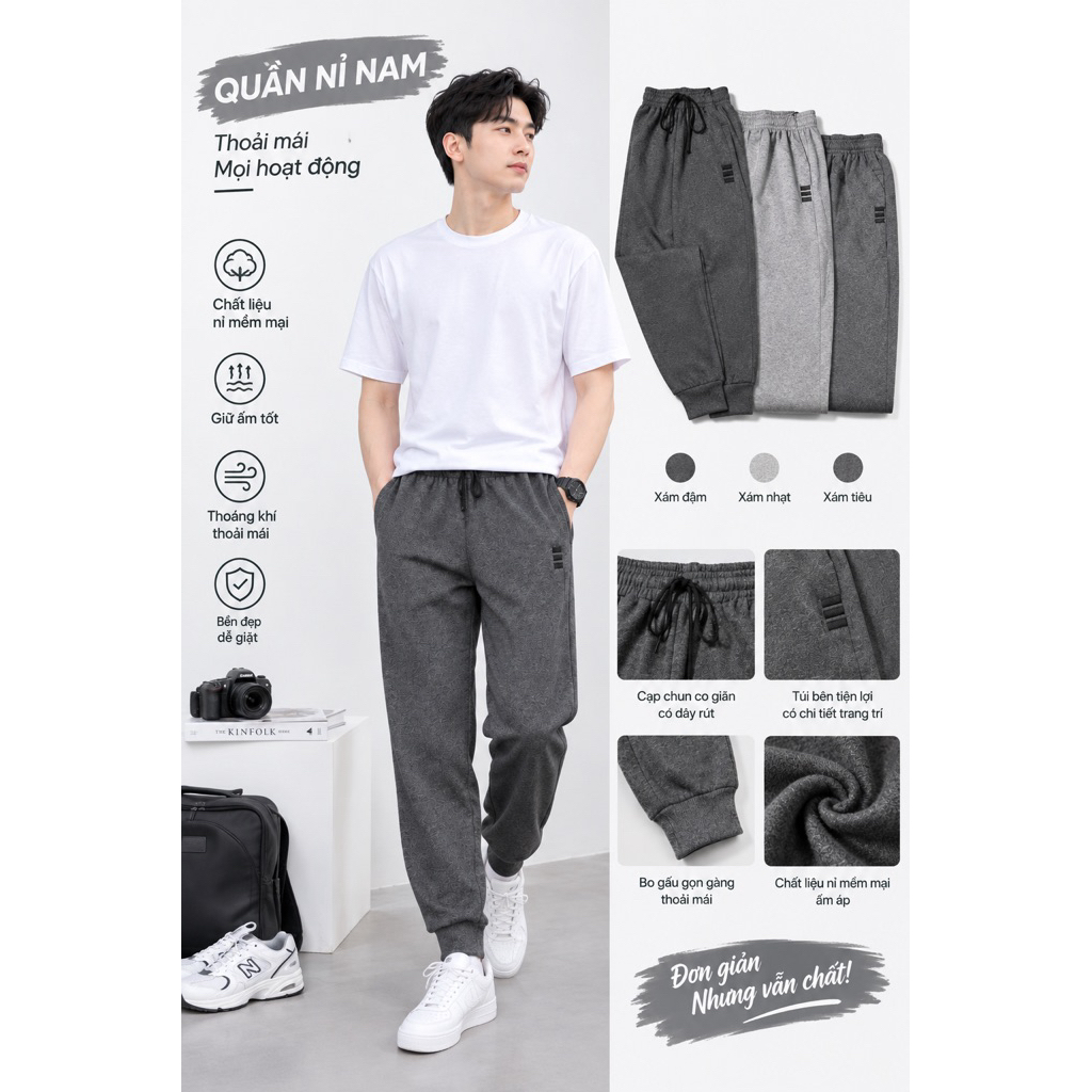 quần jogger nam nỉ?FREESHIP?quần nỉ nam mặc nhà QNOGIA