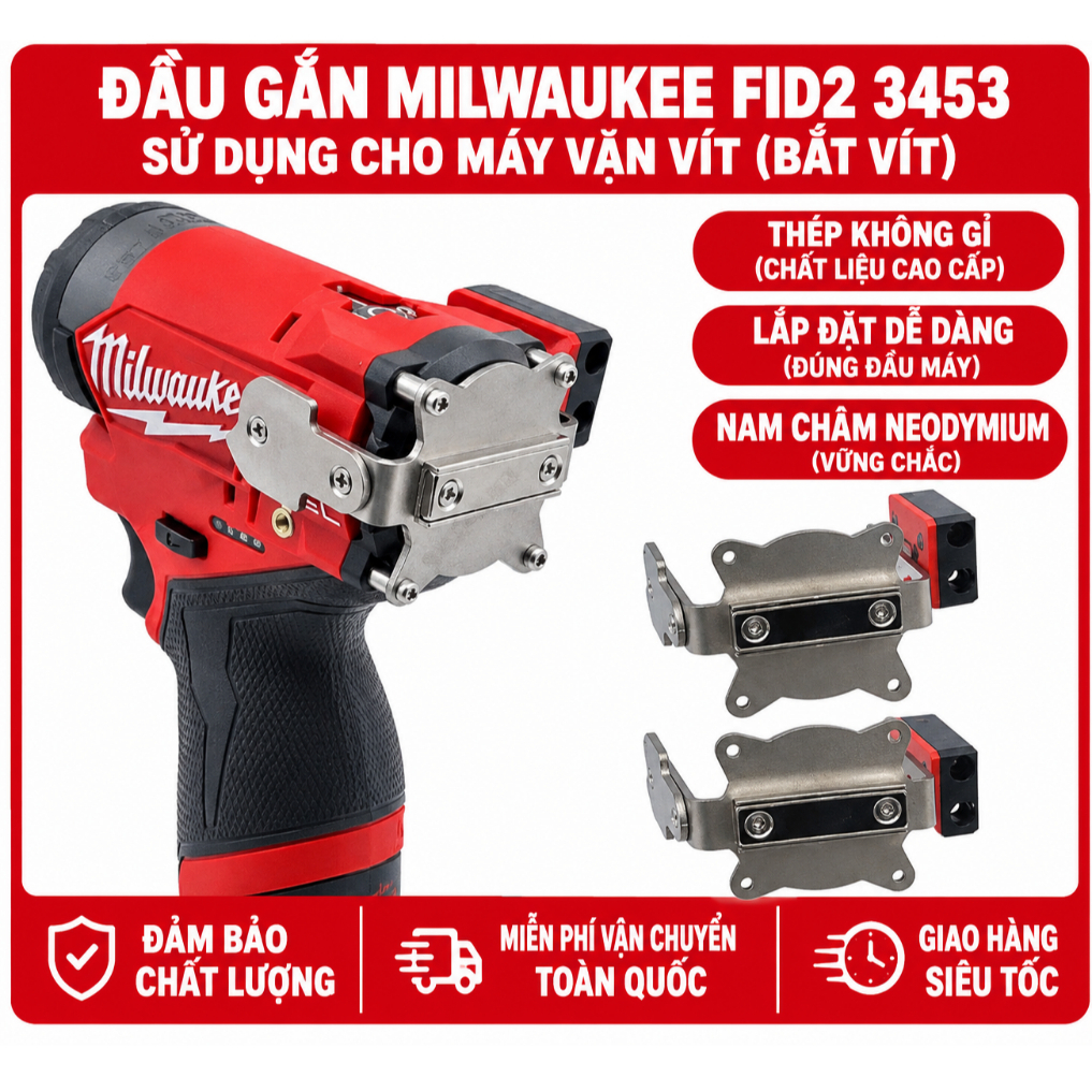 Bộ phụ kiện gá treo nhanh kết hợp gá giữ đầu vít và nam châm Milwaukee FPD2 3404 và FID2 3453-20  và
