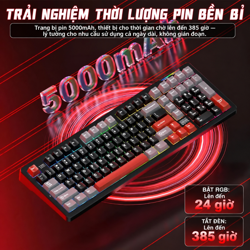 Bàn phím cơ Lingbao K98 / K98 Pro | Mạch xuôi | 3 chế độ | 3 mode | Hotswap 5 pin | Led RGB | Fullsi